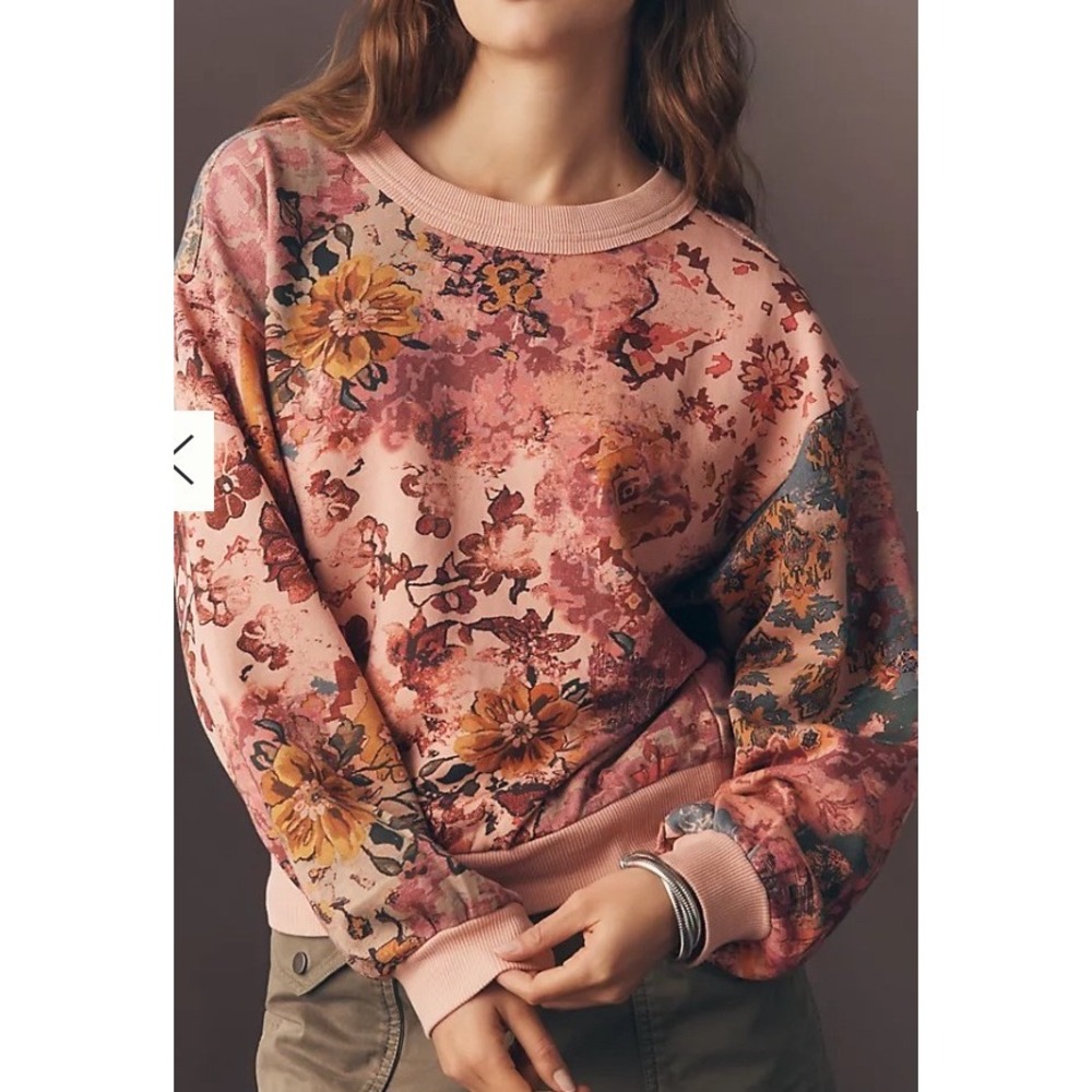Anthropologie‎ Niki Bubble Camo Sweatshirt Green XXS New With Tags
